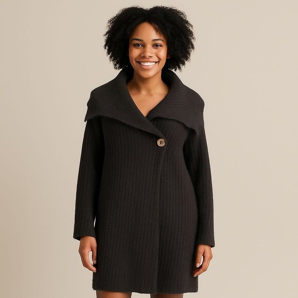 Vintage Venesha Angora Wool Coat Brown Oversized Button Minimalist Winter Chic - Picture 4 of 10